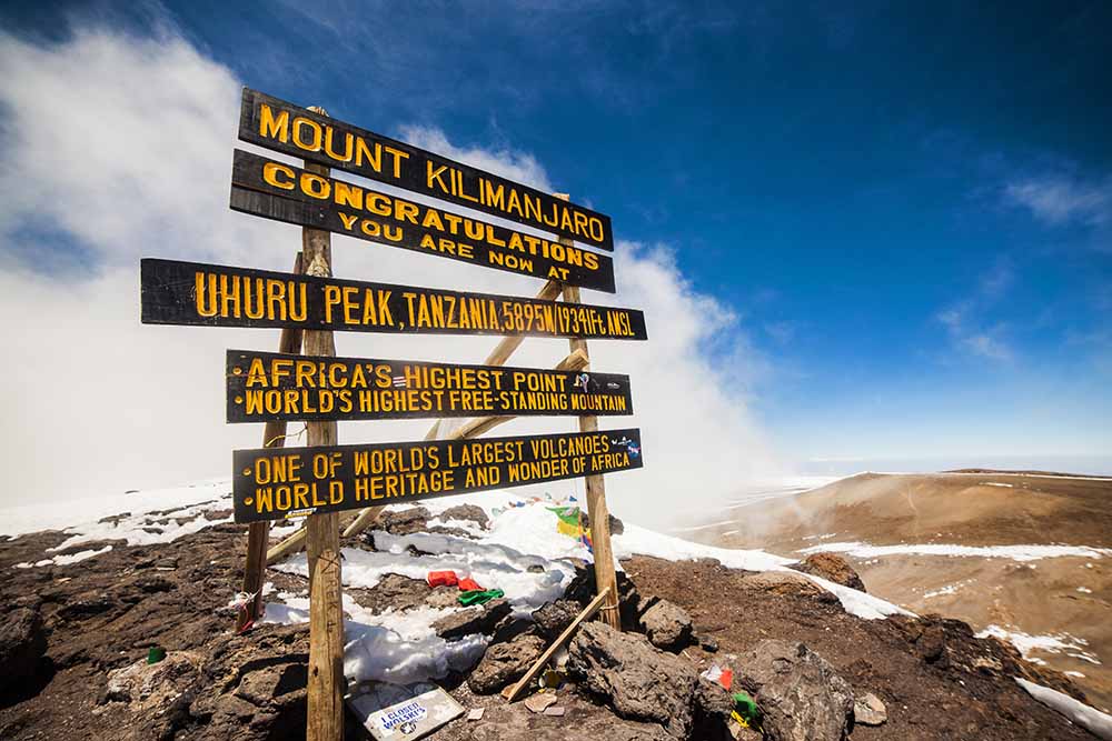 The Uhuru Peak At the mount Kilimanjaro